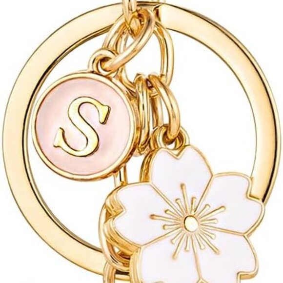 Other - Initial Keychain Flower Charms for Key Cute Pink Letter Keyring for Backpack